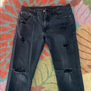 American Eagle Black Distressed Jeans
